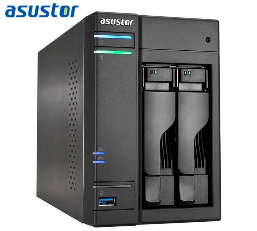 Asustor AS6302T 2 Bay NAS Intel Celeron J3355 Dual Core 2.0 GHz 2GB DDR3L 2xGbE 3xUSB3.0 1xUSB3.0Type-C HDMI2.0 WoW Hardware encryption Virtualization