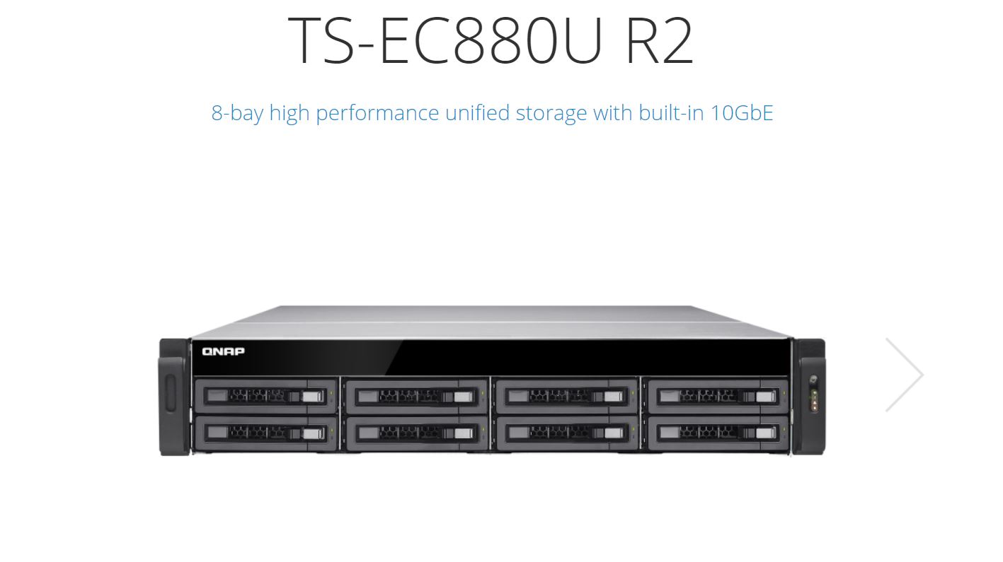 QNAP TS-EC880U-E3-4GE-R2, NAS, 8BAY (NO DISK), 4GB, XEON E3, USB(8), 10GbE SFP+(2),2U,3YR