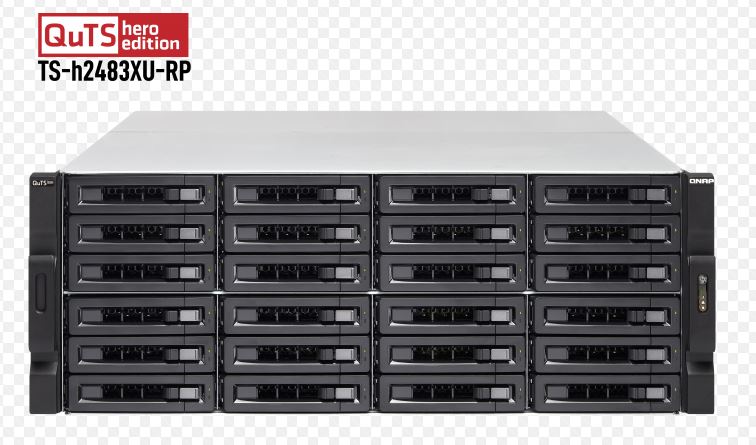 buy QNAP TS-h2483XU-RP-E2236-128G 24 Bay NAS Intel Xeon E-2236 6-core 3.4 GHz 128G DDR4 ECC Hot-swappable 4x1GbE RJ45 2x10GbE SFP+ SmartNIC 2x10GBASE-T online from our Melbourne shop
