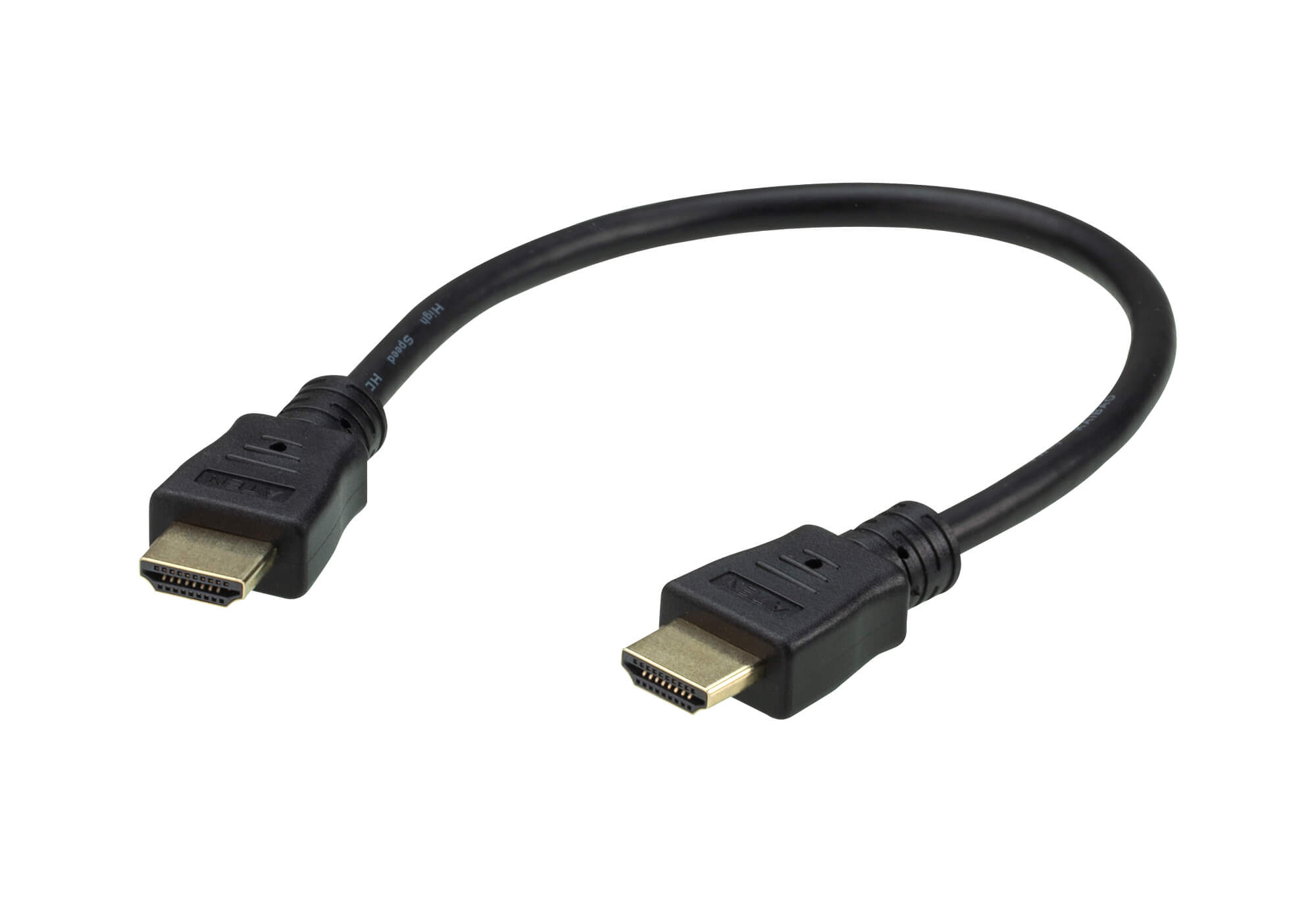 Aten 0.3m 4K HDMI High Speed Ethernet cable, supports up to 4096 x 2160 @ 60Hz, High quality tinned copper wire with Gold-plated connectors