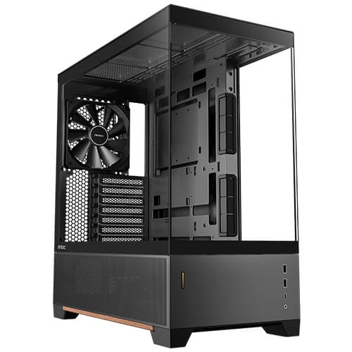 Antec Commercial display C6 WOOD - Black, Mid Tower, ATX/Micro-ATX/ITX, Tempered Glass, USB-C 10Gbps, 3 PWM Fans, 360mm Radiator, 450mm GPU, 2Yr Wty