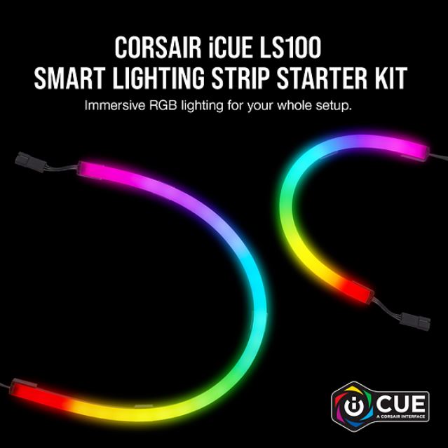 Corsair  iCUE LS100 Smart Lighting Strip Starter Kit. 1x Controller, 2x 250mm and 2x 450mm addressable LED. iCUE Software. 2 Years Warranty.