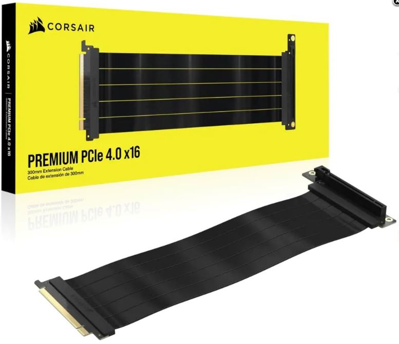 buy Corsair Premium PCIe 4.0 x16 Extension Cable, 300mm for vertial VGA setup. Ultra Durable. for AMD and Nvidia GPU 7 seris and 40xx Video Cards online from our Melbourne shop