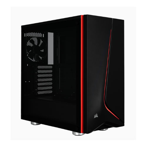 Corsair Carbide SPEC-06 Black with Red Trim Tempered Glass Solid ATX Mid-Tower Case (LS)