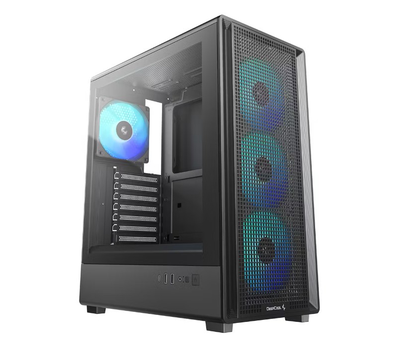 DEEPCOOL CC550 4F High Airflow Mid Tower ATX Case, 4 Pre-Installed Fans, USB3.0 x1,USB2.0 x1,Type-C x1,Audio x1 R-CC550BKANA4-G