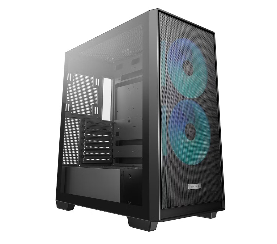 DEEPCOOL R-CG580MESH-BKAPA2-G CG580 MESH 2F High Airflow Dual Chamber ATX Case, 2 Pre-Installed Fans, USB3.0×2/Gen2 Type-C×1/Audio&Mic×1