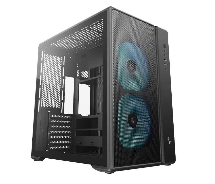 DEEPCOOL R-CG590MESH-BKANA2-G CG590 MESH 2F Mid Tower ATX Case, 2 Pre-installed Fan, USB3.0 x2,Gen2 Type-C x1,HD Audio x1