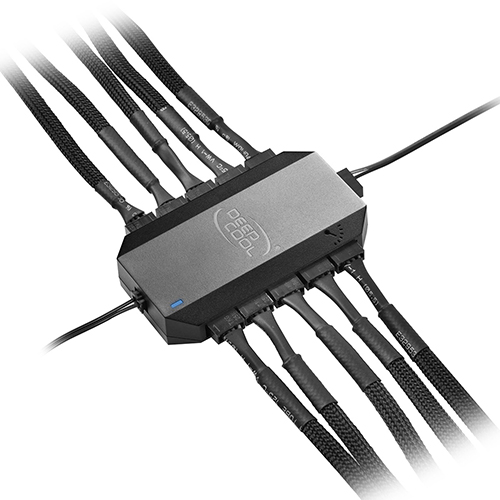 Deepcool FH-10 10 Ports Fan Hub, Power Up To 10 Fans (3-Pin 4-Pin), PWM, Blue LED Indicator Light
