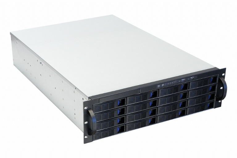 TGC Rack Mountable Server Chassis 3U 650mm Depth, 16x Ext 3.5' Bays, 2x Int 2.5' Bays, 1x Opp Drive, 7x Full Height PCIE Slots, ATX MB, 2U PSU (LS)