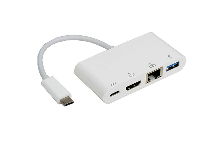 8Ware USB Type-C to USB 3.0 A + HDMI + Gigabit Ethernet with Type-C Charging Port Adapter Cable- Up to 60W