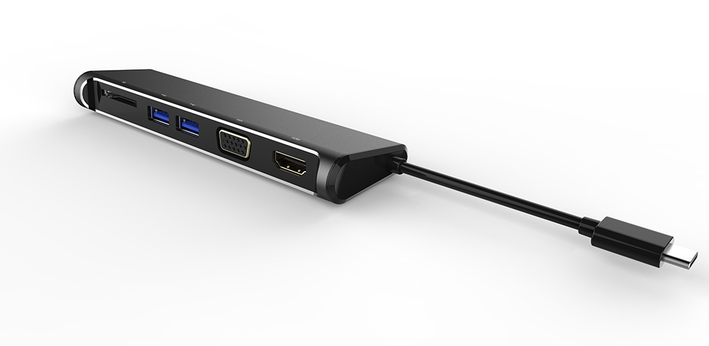 Astrotek All-in-One Dock 2 Multi-Port Hub Thunderbolt USB-C 3.1 Type-C to HDMI+VGA+2xUSB3.0+Card Reader for Macbook Pro Air 2019  Windows