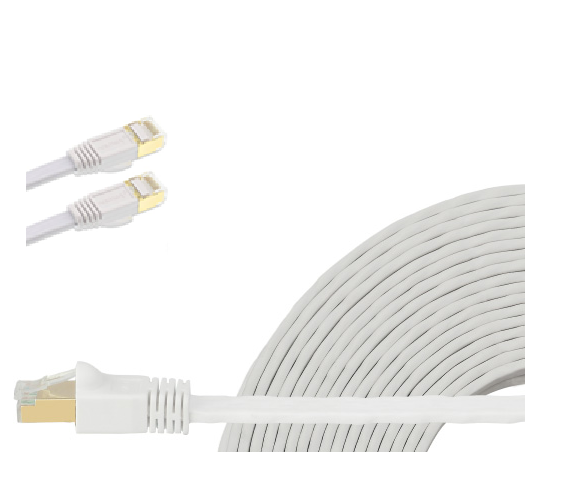 Edimax EA8-010SFW Network hardware 1m White 40GbE Shielded CAT8 Network Cable - Flat 100% Oxygen-Free Bare Copper Core, Alum-Foil Shielding, Grounding Wire, Gold Plated RJ45