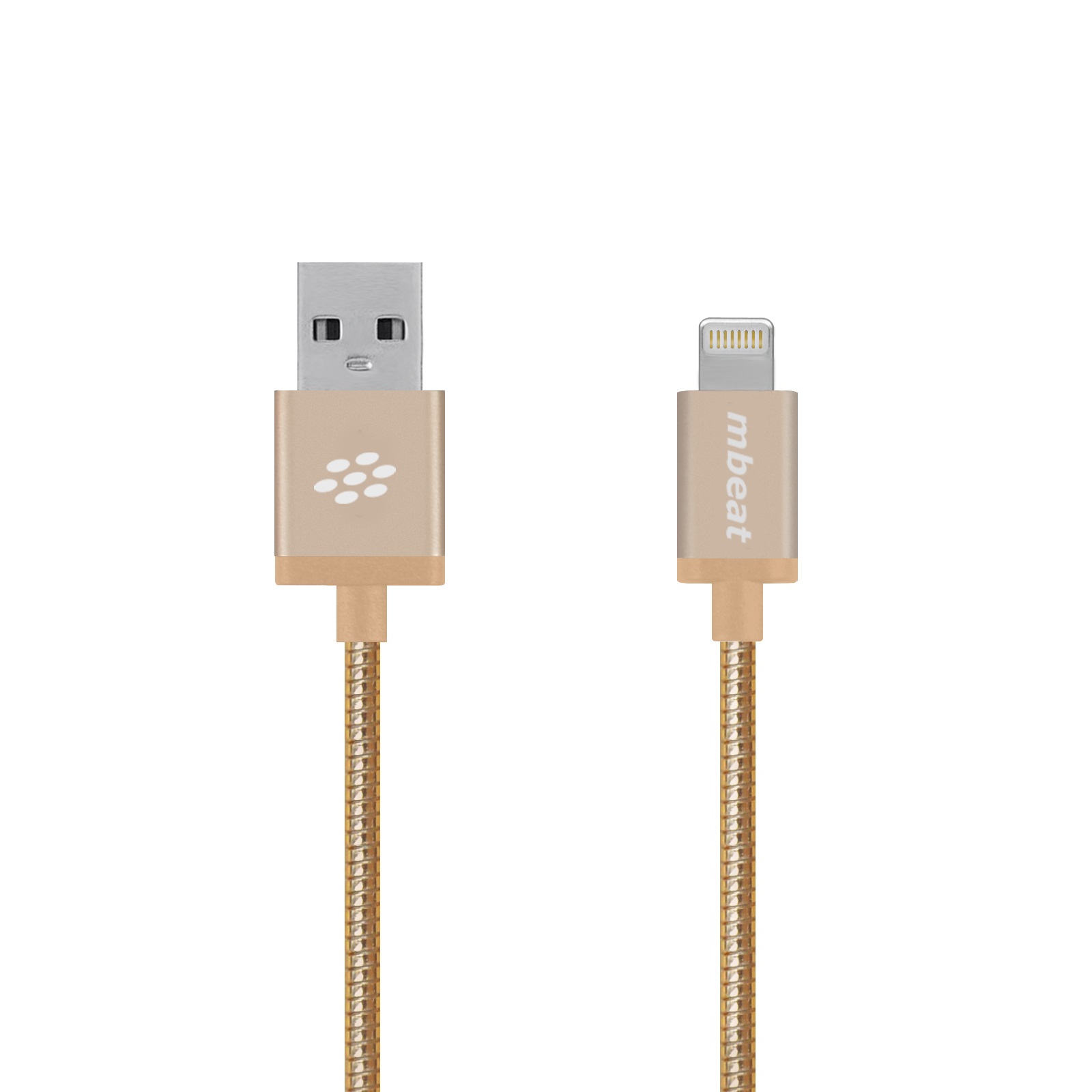 mbeat® 'Toughlink'1.2m Lightning Fast Charger Cable - Gold/Durable Metal Braided/MFI/Apple iPhone X 11 7S 7 8 Plus XR 6S 6 5 5S iPod iPad Mini Air