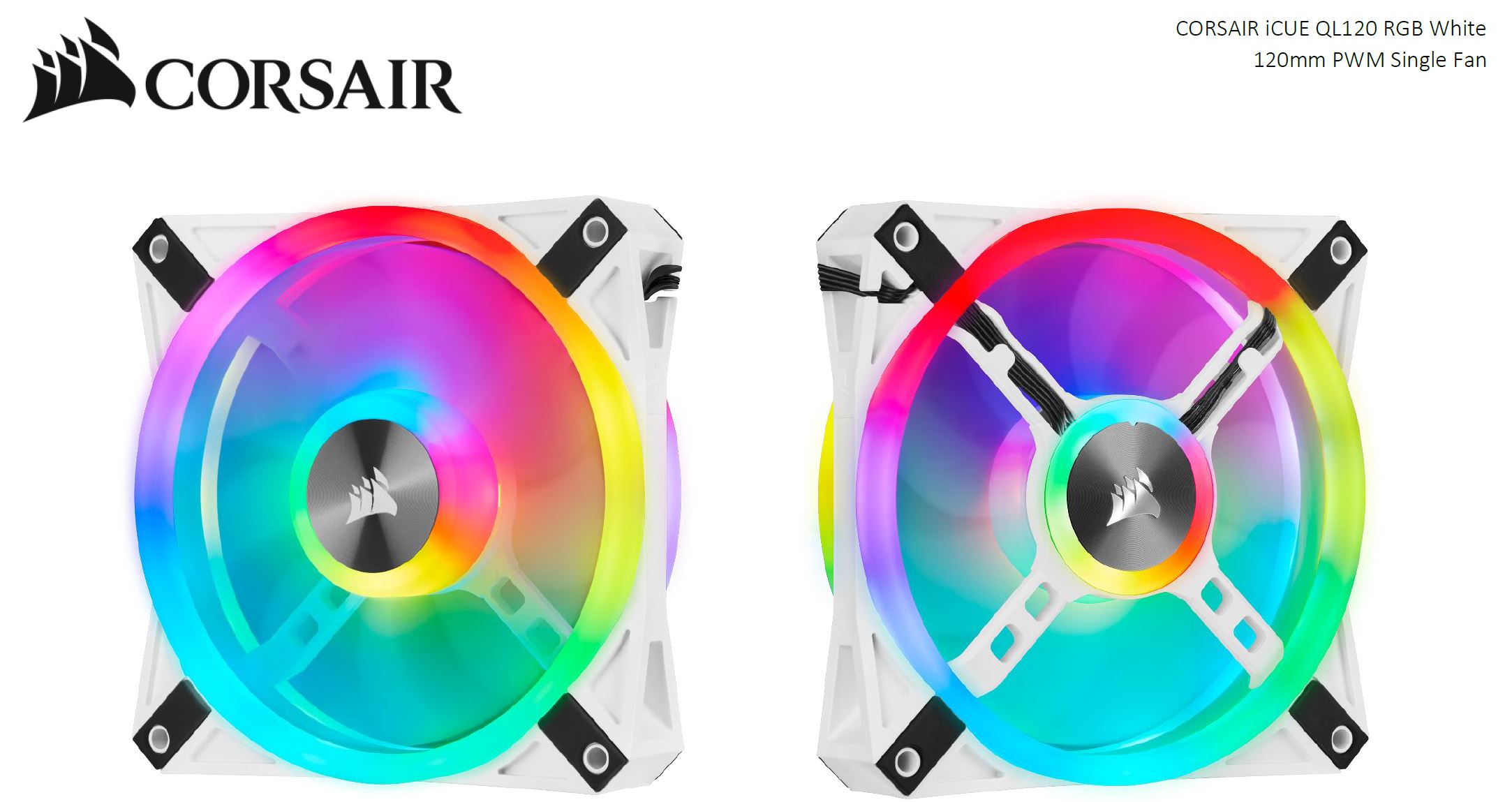 Corsair QL120 RGB White, ICUE, 120mm 