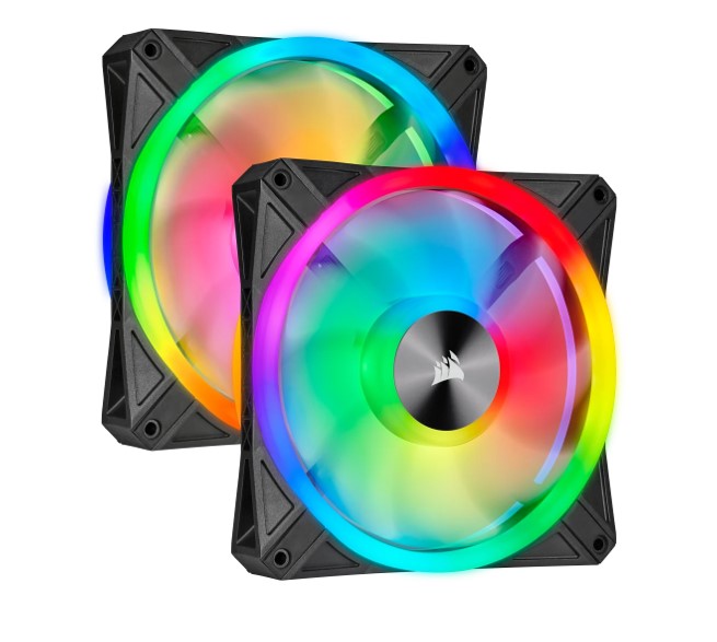 Corsair QL140 RGB Dual Fan Kit with Lighting Node Core, ICUE, 140mm RGB LED PWM Fan 26dBA, 50.2 CFM, 2 Fan Pack
