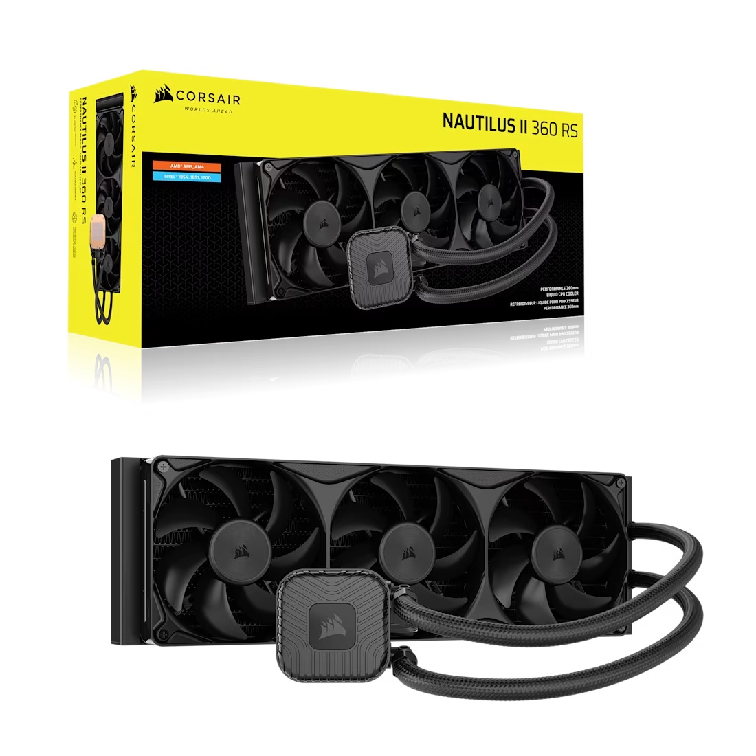Corsair CW-9061056-WW - NAUTILUS II 360 RS Liquid CPU Cooler - Black, 360mm Rad, FlowDrive 2S Pump, 420–2100 RPM, PWM, Zero RPM Mode, AM5/AM4 and…