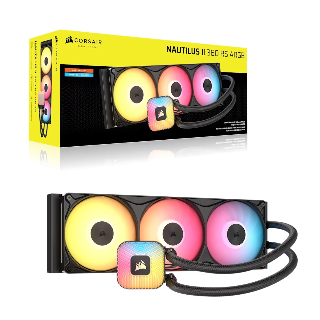 Corsair CW-9061049-WW - Computer - NAUTILUS II 360 RS ARGB Liquid CPU Cooler - Black, 360mm Rad, FlowDrive 2S Pump, Fits AMD® AM5/AM4 & Intel® LGA…