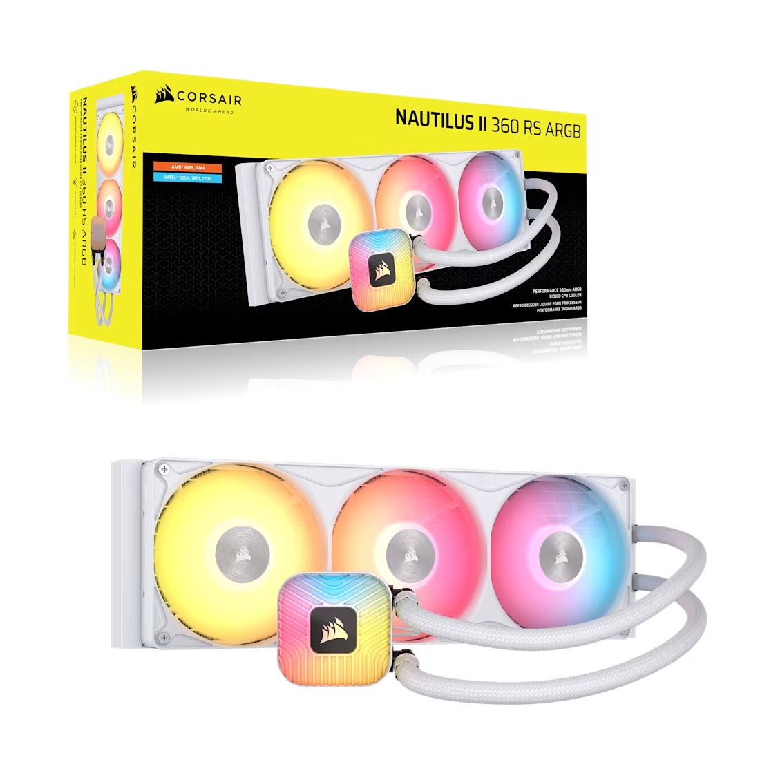 Corsair CW-9061050-WW - Computer - NAUTILUS II 360 RS ARGB Liquid CPU Cooler - White, 360mm Radiator, FlowDrive 2S Pump, 32 RGB LEDs, PWM, Zero RPM…