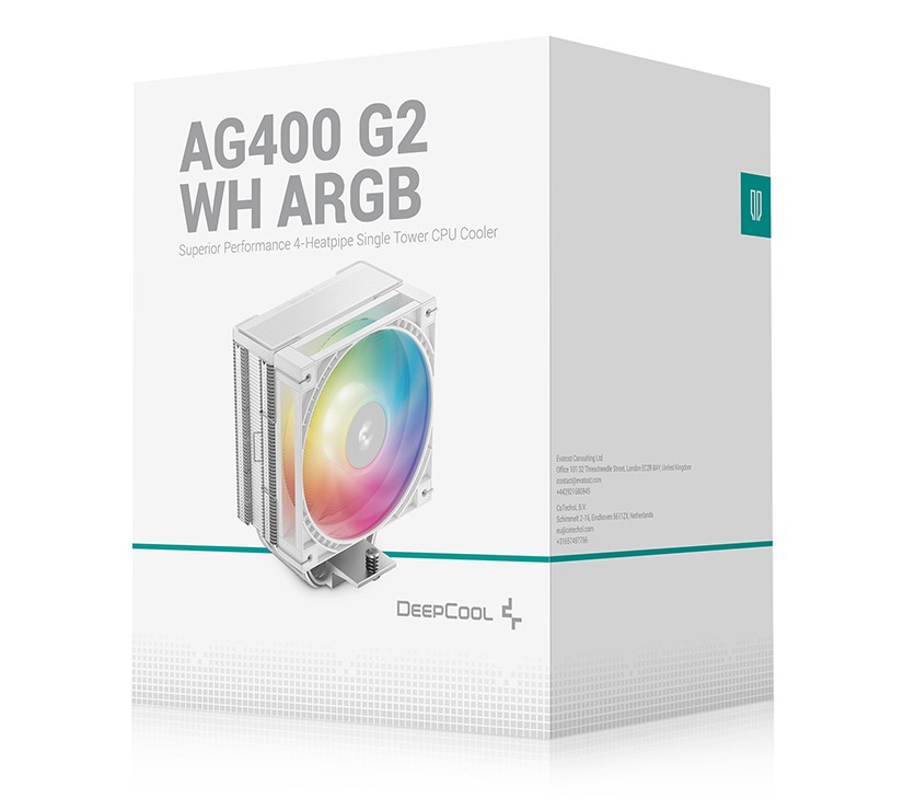 DEEPCOOL R-AG400-WHAMMG2-G AG400 ARGB G2 WH Superior Performance 4 Heatpipe Single Tower CPU Cooler