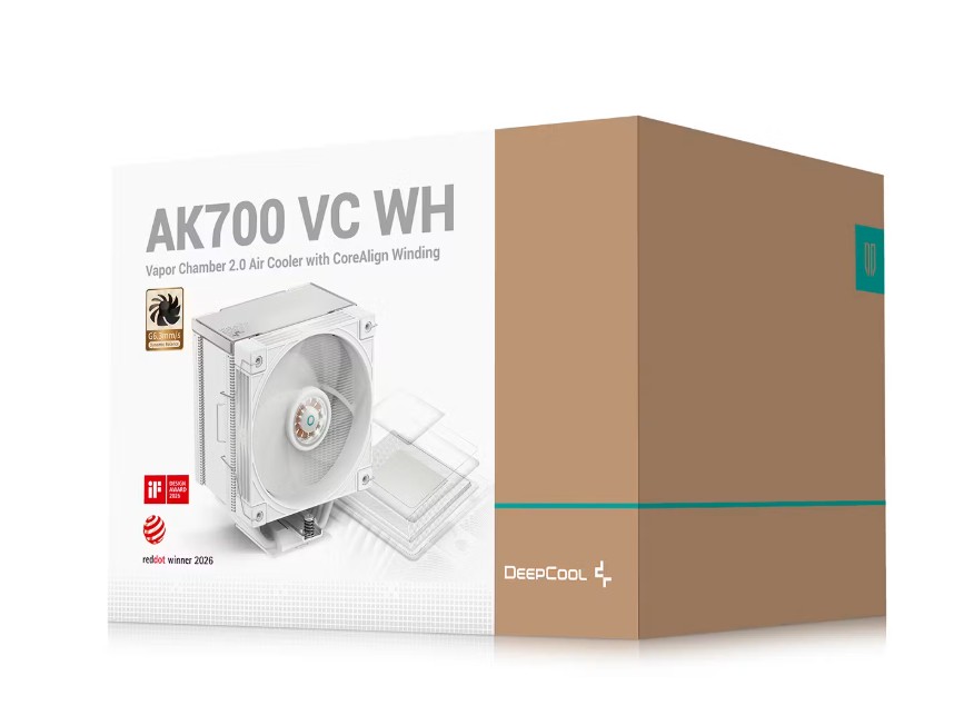 DEEPCOOL R-AK700VC-WHNNMN-GJD AK700 VC WH Vapor Chamber Air Cooler, 7 Heat Pipes, 4-pin PWM, Intel LGA1851/1700/1200/115x, AMD AM5/AM4