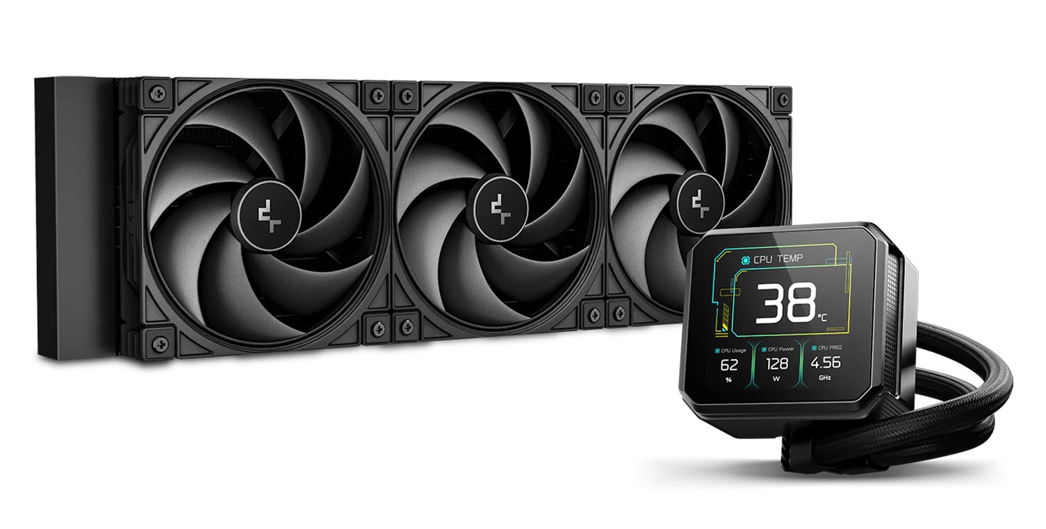 DeepCool SPARTACUS 360 Fully Customisable 6th Gen Liquid Cooler with Silent Ring Fans， 3.4' LCD