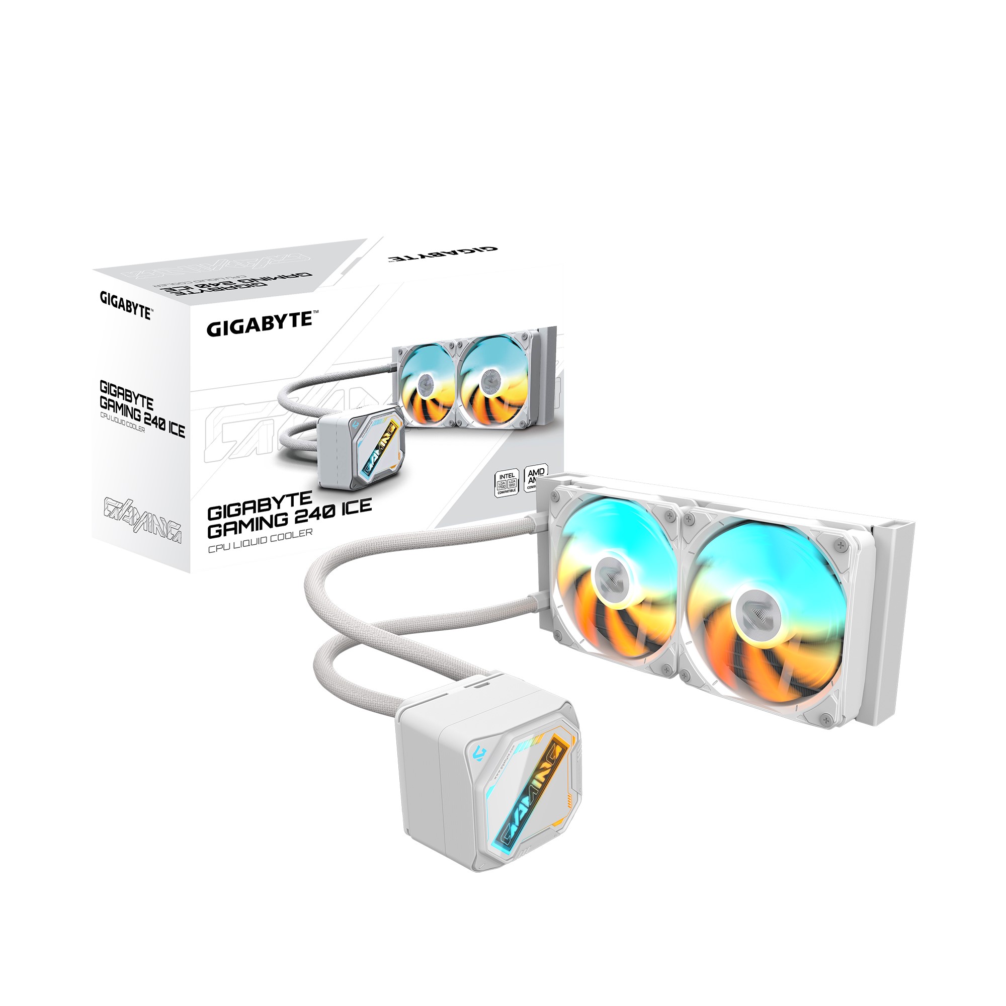 (LS) GIGABYTE GAMING 240 ICE all-in-one liquid cooler, Intel 1851 / 1700 / 115X / 1200, AMD AM5 / AM4, Color ICE