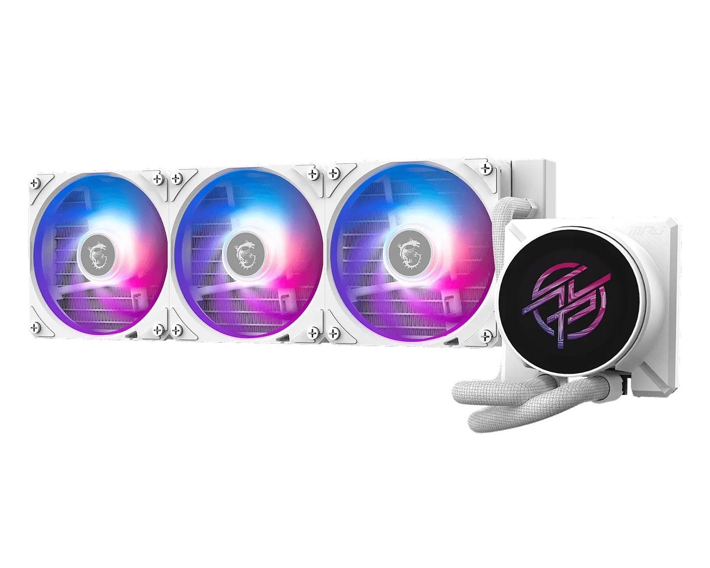 MSI Commercial display MPG CORELIQUID P22 360 - White, 360mm AIO, 2.1' IPS LCD, 540x540, 3x120mm ARGB Fans, 2000RPM, 62.6CFM, LGA1700/1851, AM4/AM5