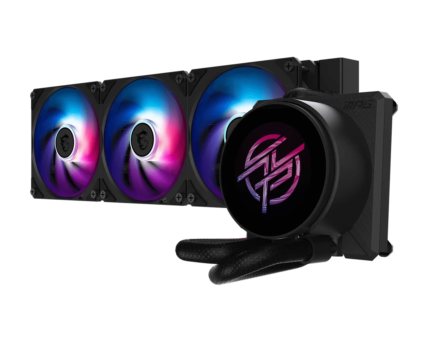 MSI Commercial display MPG CORELIQUID P22 360 Black, 360mm AIO, 2.1' IPS LCD, 540x540, 3x120mm ARGB Fans, 2000RPM, 62.6CFM, LGA1700/1851, AM4/AM5