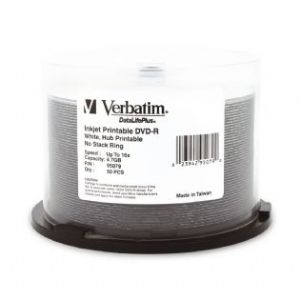 Verbatim DVD-R 4.7GB 50Pk White Wide Inkjet 16x