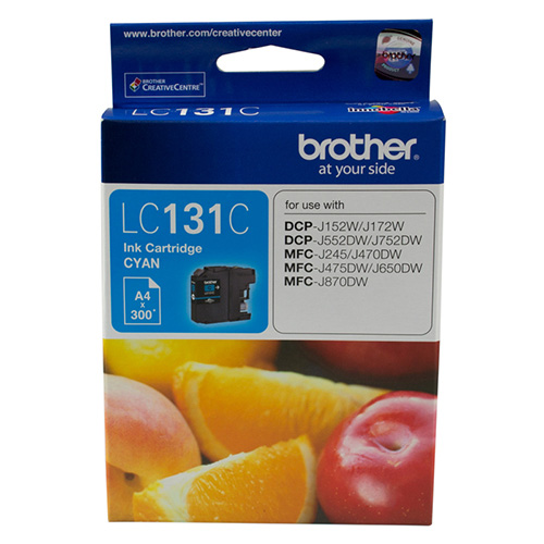 Brother LC-131C  Cyan Ink Cartridge - to suit DCP-J152W/J172W/J552DW/J752DW/MFC-J245/J470DW/J475DW/J650DW/J870DW - up to 300 pages