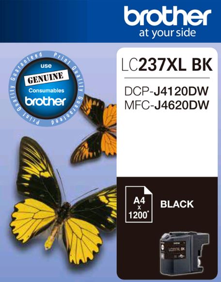 Brother LC237XLBKS Black Ink Cartridge - to suit DCP-J4120DW/MFC-J4620DW - up to 1200 pages