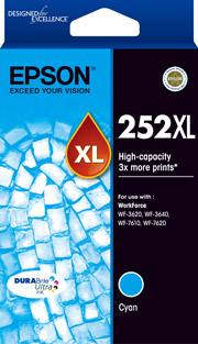 Epson 252XL Cyan Ink Cartridge Suits WF3620/3640/7610/7620
