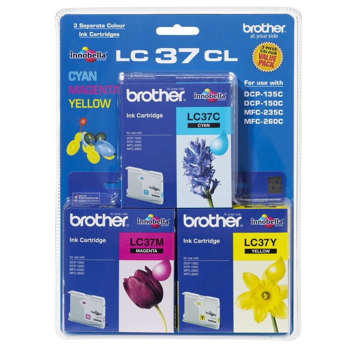 Brother LC-37 Colour Value Pack, 1X Cyan 1X Magenta 1X Yellow