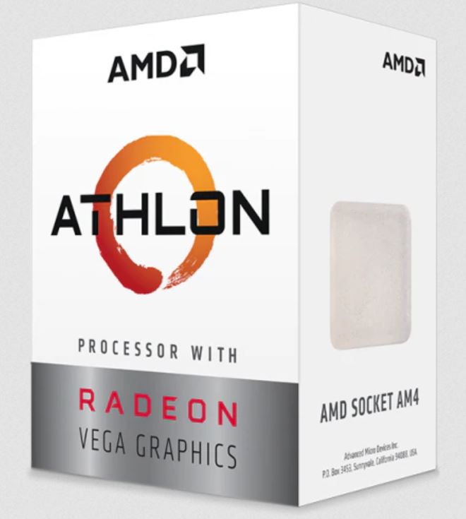 AMD Athlon 3000G, 2 Core 4 Threads 3.5Ghz 5MB Cache Socket AM4 35W with Radeon Vega 3 Graphics With Silent Fan