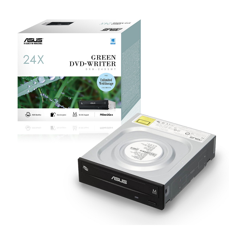 ASUS DRW-24D5MT Extreme Internal 24X DVD Writing Speed With M-Disc Support (IN RETAIL COLOUR BOX)