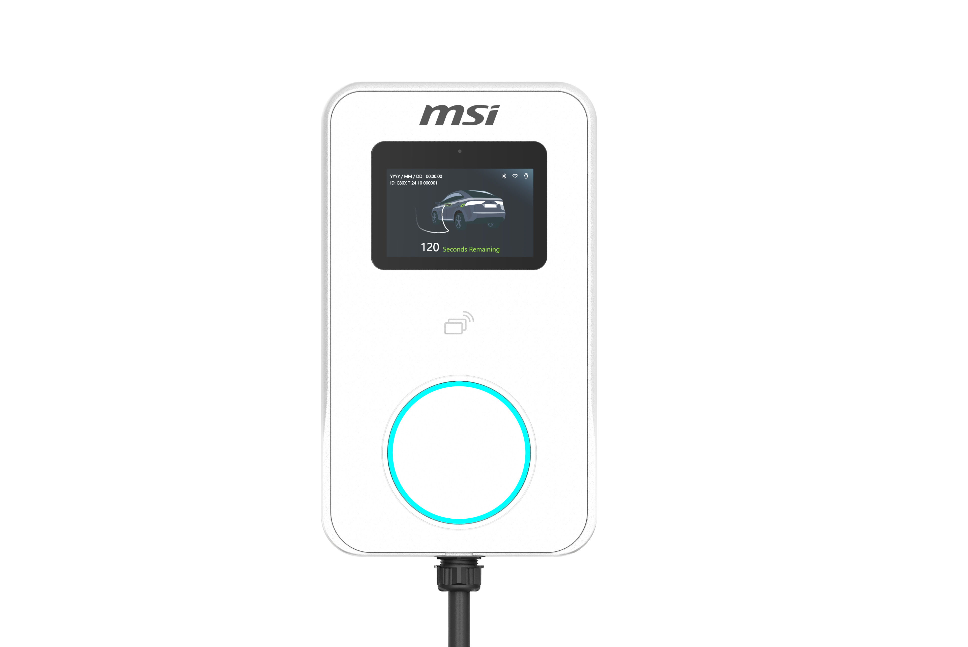 MSI 9S6-C80121-022 - Display - Eco Premium Max(OCPP) 22kW-White, 3-phase 380-415V, 32A, Wi-Fi, OCPP2.0.1, 5in screen, LED circle, app, RFID opt, 4G…