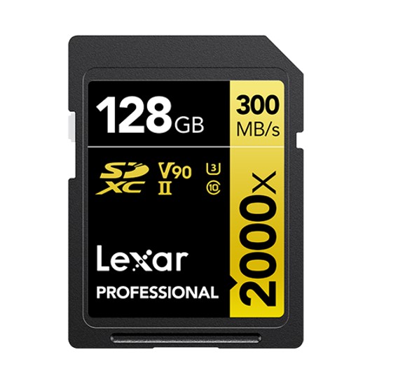 [NR MODEL] Lexar Professional 2000x 128GB SDHC™/SDXC™ UHS-II Card GOLD Series 128GB – C10, UHS-II (U3), V90, up to 300MB/s read, 260MB/s write