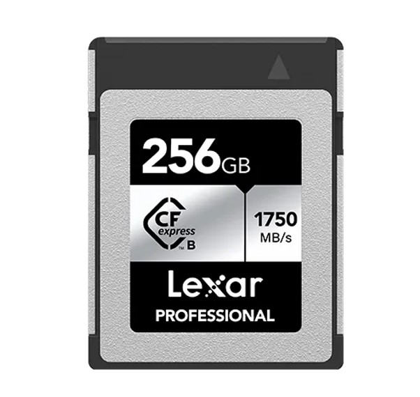 Lexar Professional CFexpress™ Type B card Silver Series 256GB—Up to 1750MB/s read, up to 1300MB/s write,minimum sustained write speed 480MB/s1 LCXEXSL256G-RNENG