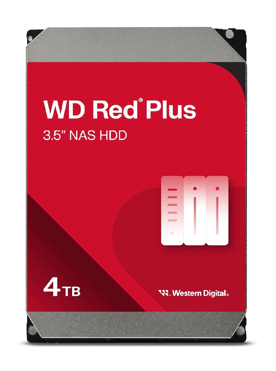 Western Digital Network hardware WD Red Plus 4TB 3.5' NAS HDD SATA III NAS Hard Drive 5400 RPM 128MB Cache 180MB/S 180TB/Year 3Y warranty (WD40EFZZ)