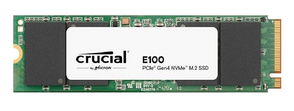 Micron (Crucial)-P Crucial E100 1TB Gen4 NVMe SSD 5000/4500 MB/s R/W 80TBW 350K/460K IOPS 1M hrs MTTF M.2 2280 PCIe4 3yrs ~Crucial P3 CT1000P3SSD8 CT1000E100SSD8-P