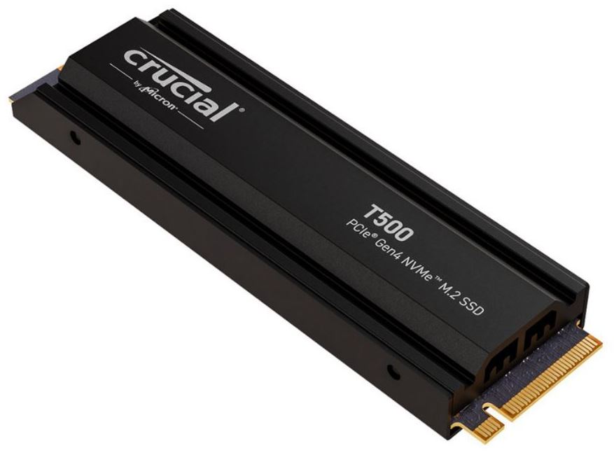Micron (Crucial)-P CT1000T500SSD5-P Network hardware Crucial T500 1TB Gen4 NVMe SSD w Heatsink - 7300/6800 MB/s R/W 600TBW 1440K IOPs 1.5M hrs MTTF DirectStorage Acronis True Image Adobe Creative Cloud