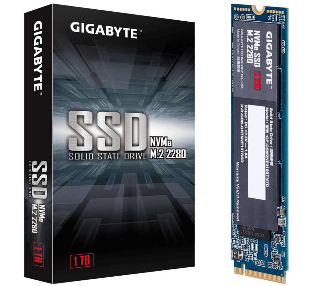 Gigabyte M.2 PCIe NVMe SSD 1TB V2 2550/2100 MB/s 295K/430K IOPS 1600TBW 2280 80mm 1.5M hrs MTBF HMB TRIM  SMART Solid State Drive 5yrs Wty >1600TBW