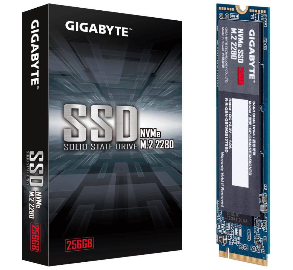 Gigabyte M.2 PCIe NVMe SSD 256GB V2 1700/1100 MB/s 180K/250K IOPS 2280 80mm 1.5M hrs MTBF HMB TRIM  S.M.A.R.T Solid State Drive 5yrs Wty