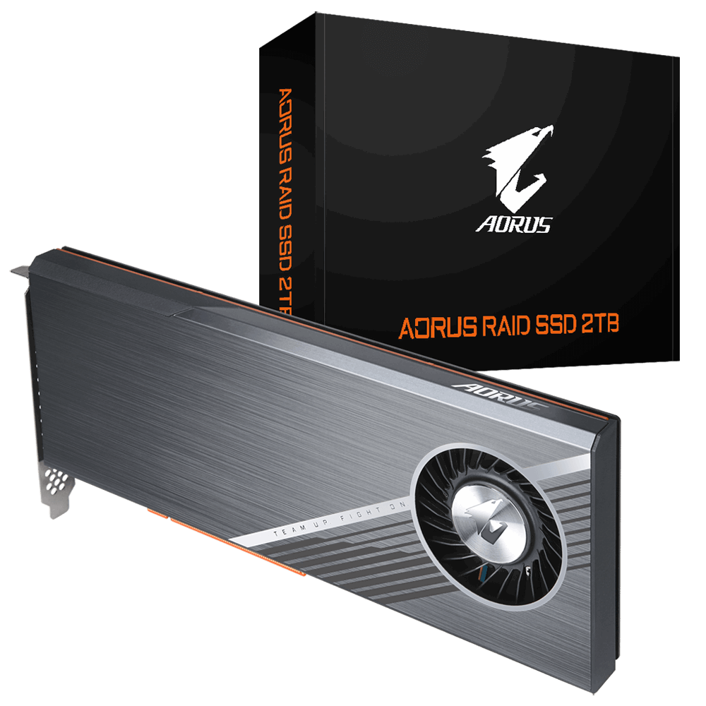 Gigabyte AORUS RAID AIC NVMe PCIe x4 Gen4 SSD 2TB (4x 512GB) - 6300/6000MB/s 610K/530K IOPS 3D TLC Phison E12 700TBW 2048MB 1.8 Mil MTBF 5yrs