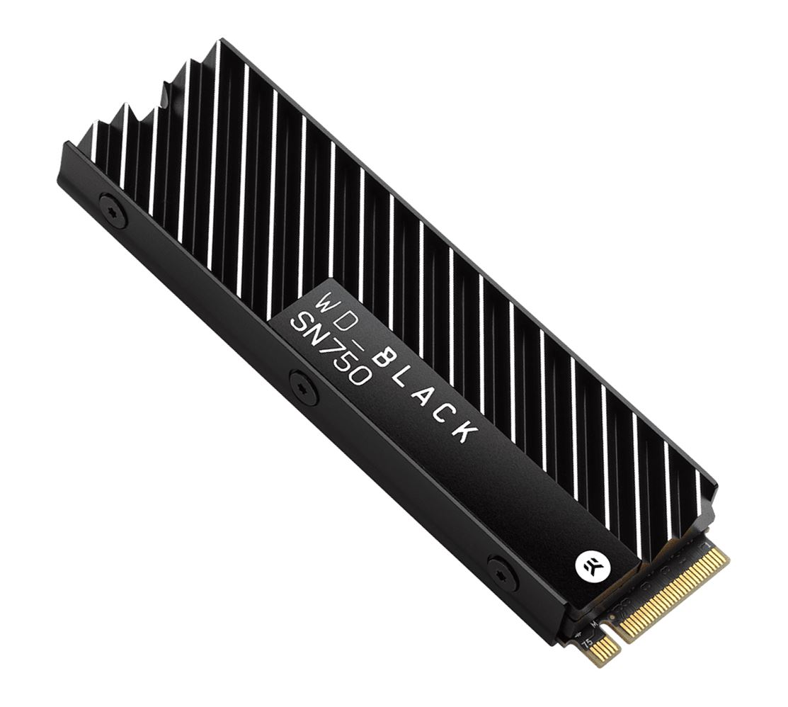 Western Digital WD Black SN750 1TB NVMe SSD 3430MB/s 3000MB/s R/W 600TBW 515K/560K IOPS with Heatsink M.2 2280 PCIe Gen 3 1.75mil hrs MTBF 5Yrs Wty