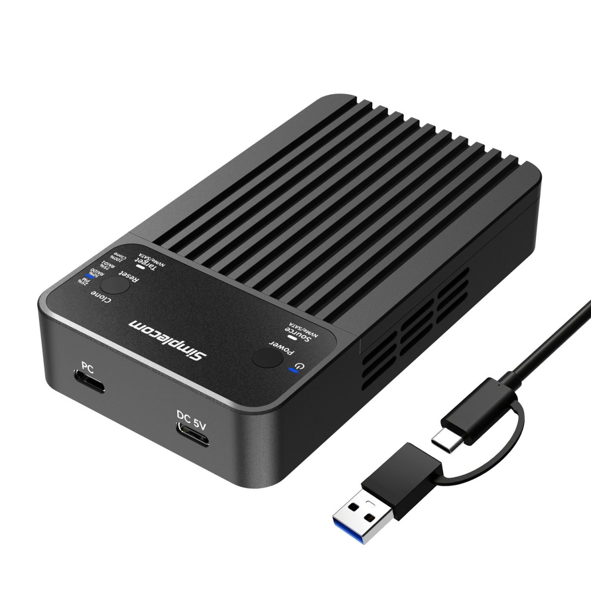 Simplecom Network hardware SD562 Dual-Bay NVMe/SATA M.2 SSD RAID Enclosure with Offline Clone