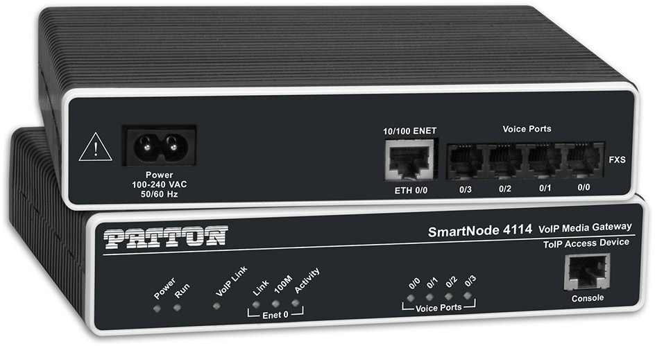 Patton SN4114/JO SmartNode 4 FXO VoIP Gateway 1x10/100baseT, H.323 and SIP, External Power