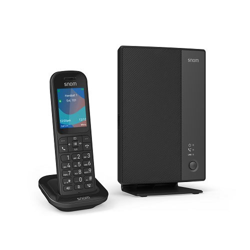 Snom M253 DECT single-cell bundle, M250 DECT base station + M53 DECT handset, PoE, TLS/SRTP security, LDAP directory, OTA updates, 10 handset support