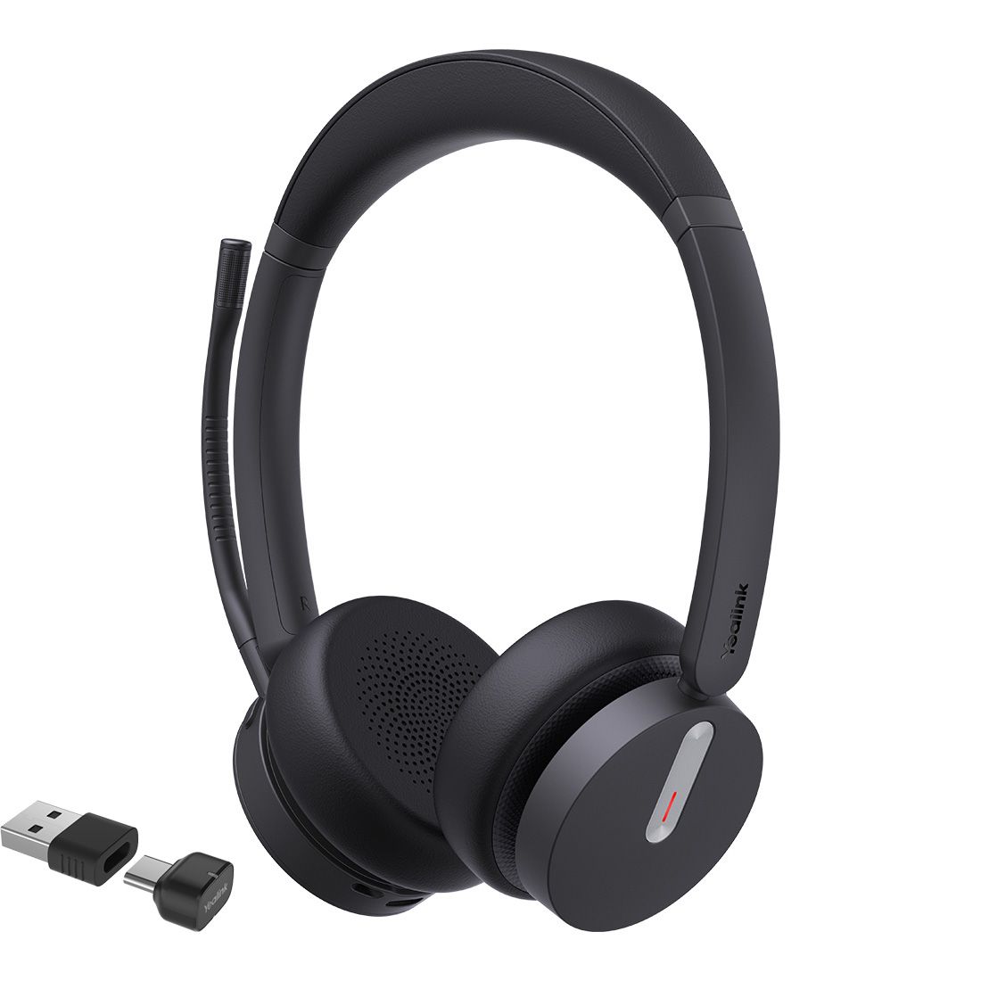 Yealink BH70-D-UC-CA Computer system BH70 Bluetooth Wireless Stereo Headset UC, BT51 C Dongle with A Adapter, 3-Mic Noise Cancellation, 35 Hours Talk Time, Comfort Wearing