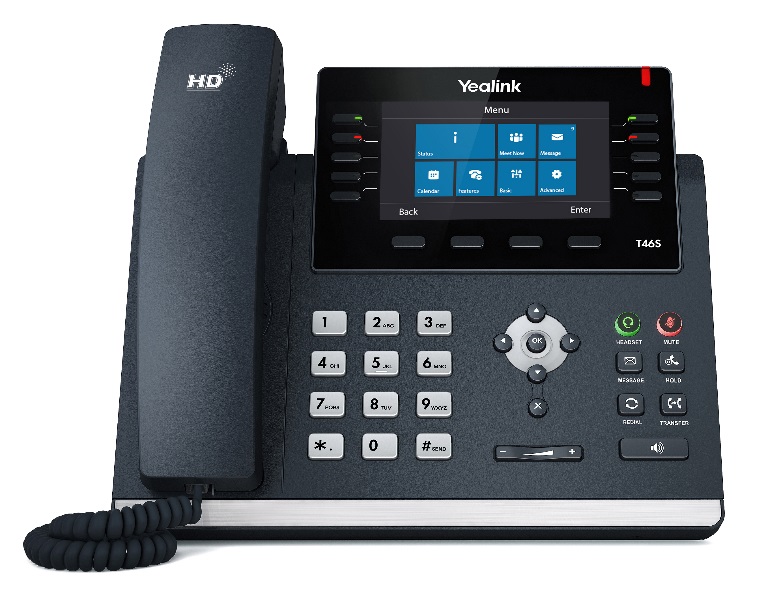 Yealink T46S (Skype for Business Edition) 16 Line IP phone, 4.3' 480x272 pixel colour display with backlight, Dual Gigabit Ports, 10 Program keys/BLF